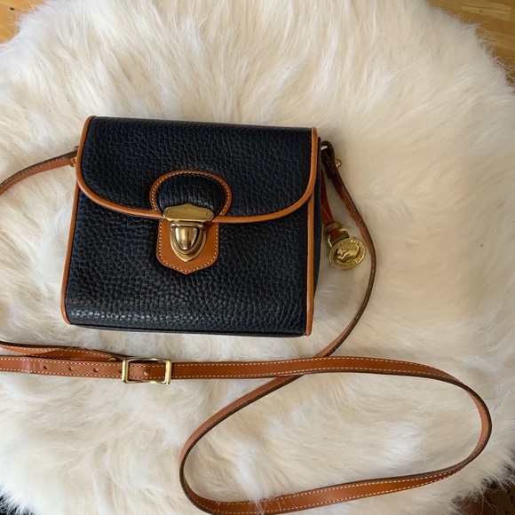 Dooney & Bourke Handbags - Dooney Bourke Mini Crossbody Bag Navy Brown Vtg